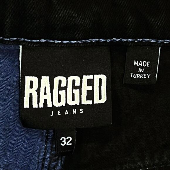 ★ Ragged Color-Blocked Corduroy Jeans in Black & Blue Patchwork ★ - Picture 5 of 6